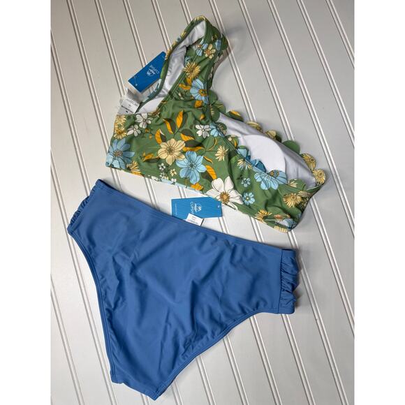 NWT Cupshe Two Piece Swimsuit Bikini High Cut Cheeky One Shoulder Swim BUNDLE M - Picture 6 of 6